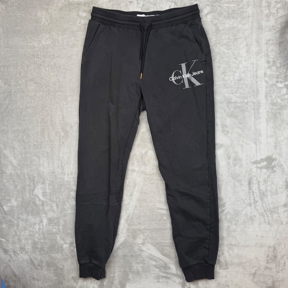 Calvin Klein Jeans Mens Black Logo Joggers Sweatpants Size Medium
